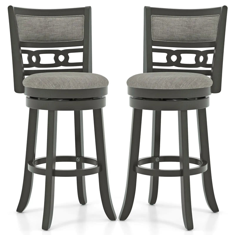 26" Counter Height Bar Chair with Wooden Frame Swivel Seat and Footrest for Pub Bar Restaurant by DirectDeals