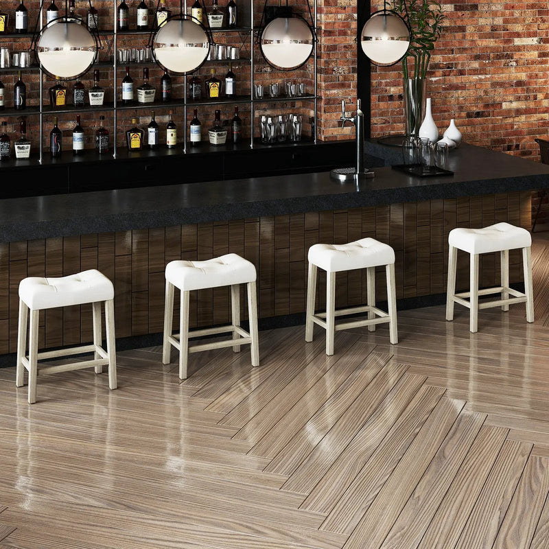 Set of 4 Upholstered Counter Height Bar Stool with Curved Saddle-Seat by DirectDeals