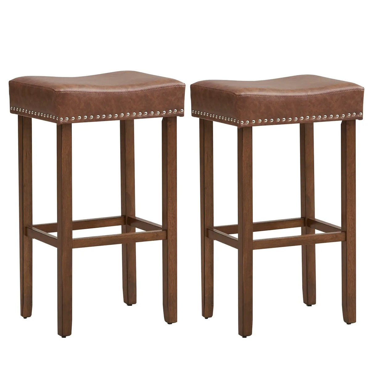 Upholstered Bar Stools Set of 2 with Footrests for Counter, photo 3 of 9