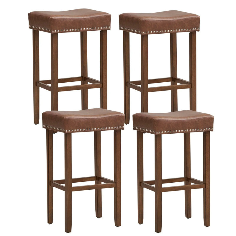 Upholstered Bar Stools Set of 2 with Footrests for Counter by DirectDeals