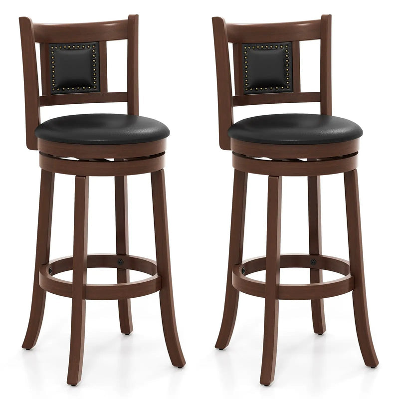 25.5 Inch/30.5 Inch Upholstered Bar Stools Set of 2 with Curved Backrest and Footrest by DirectDeals
