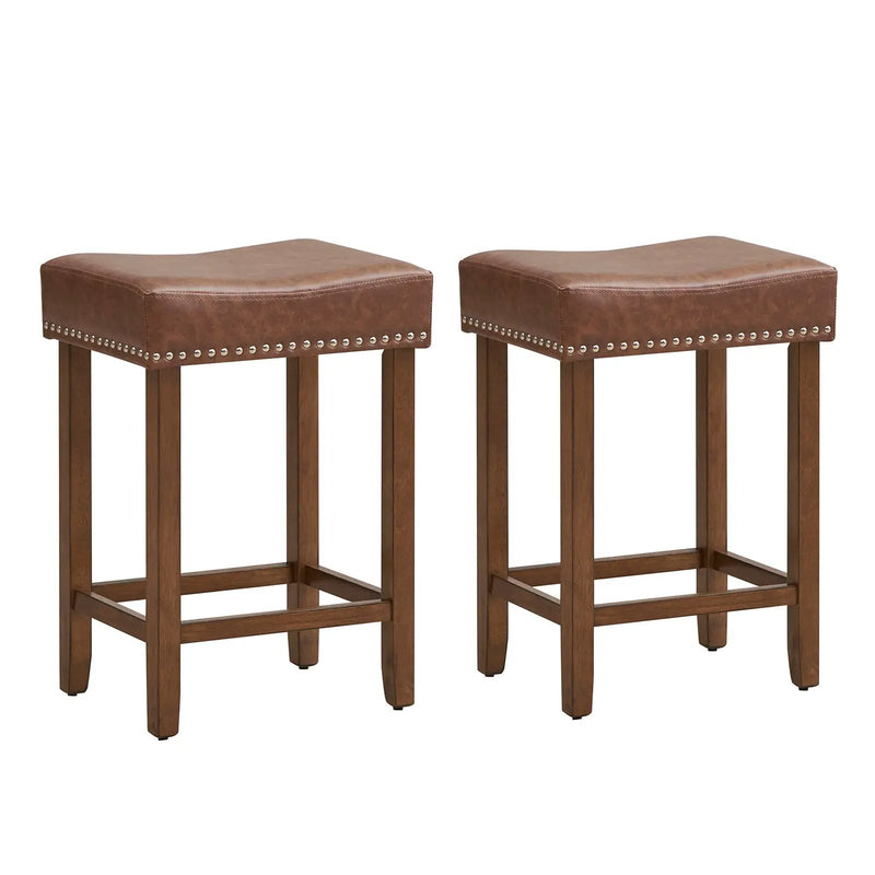 24 Inch Upholstered PU Leather Bar Stools Set of 2 by DirectDeals