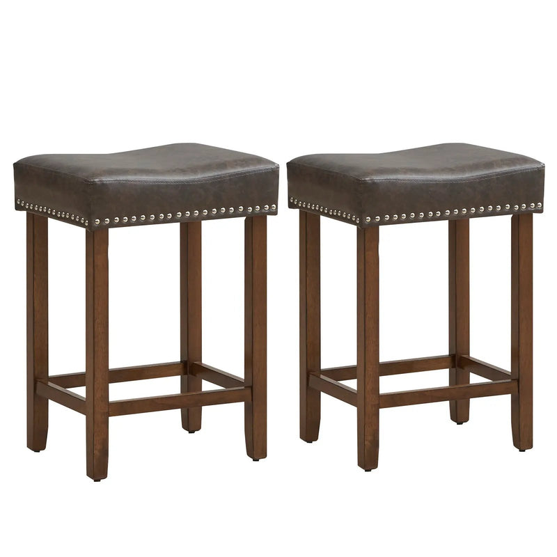 24 Inch Upholstered PU Leather Bar Stools Set of 2 by DirectDeals