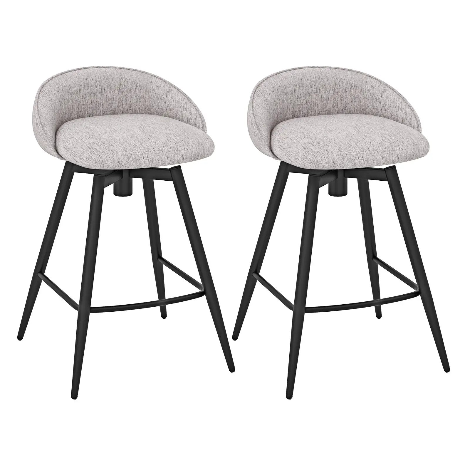 Upholstered Bar Stools Set of 2 with Footrest and Backrest by DirectDeals