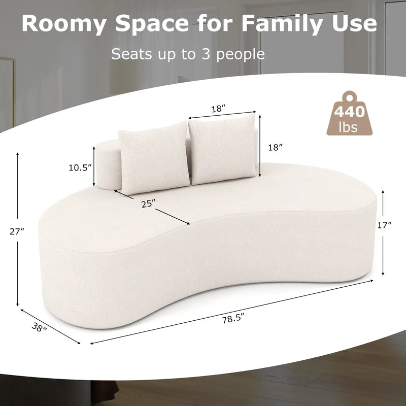 Upholstered Curved Sofa with 2 Cozy Pillows by DirectDeals