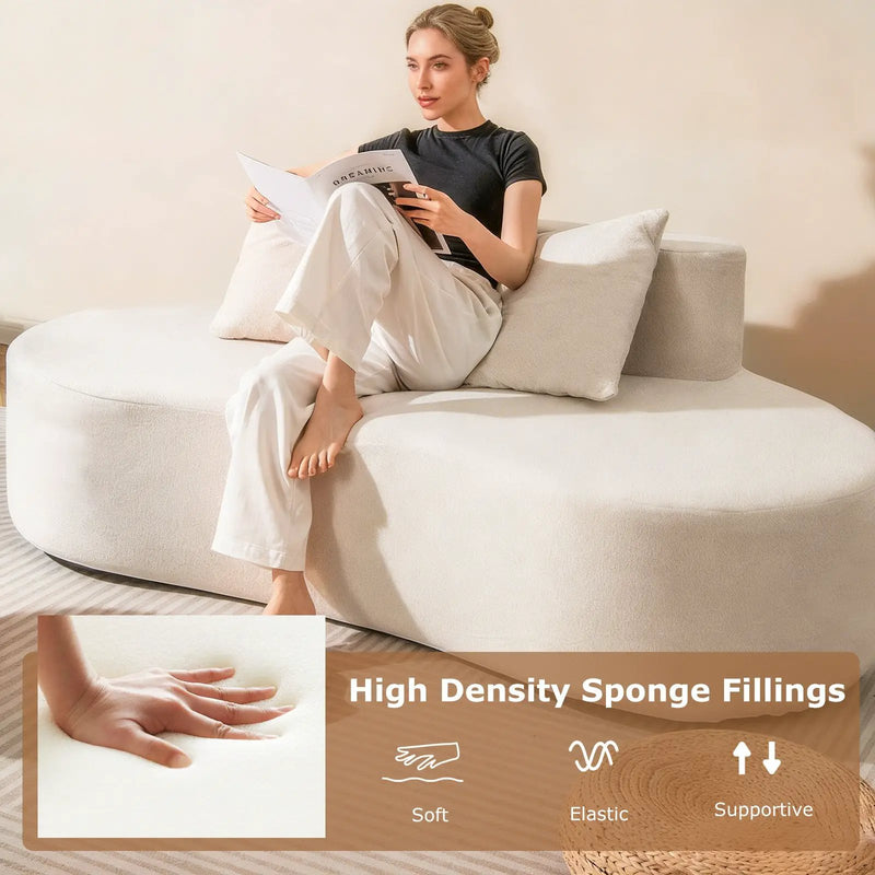 Upholstered Curved Sofa with 2 Cozy Pillows by DirectDeals