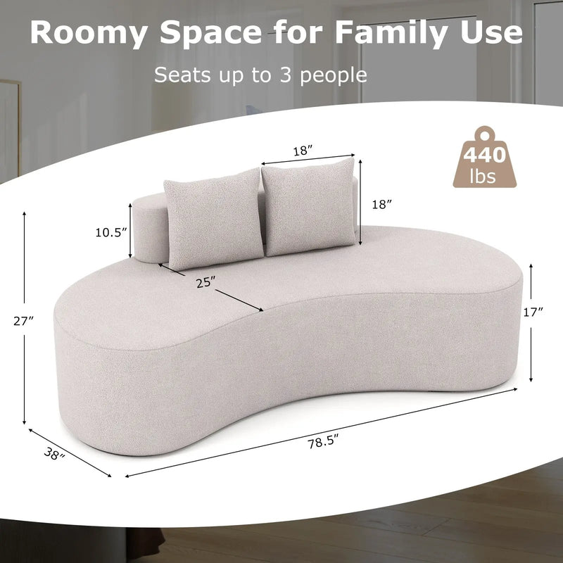 Upholstered Curved Sofa with 2 Cozy Pillows by DirectDeals
