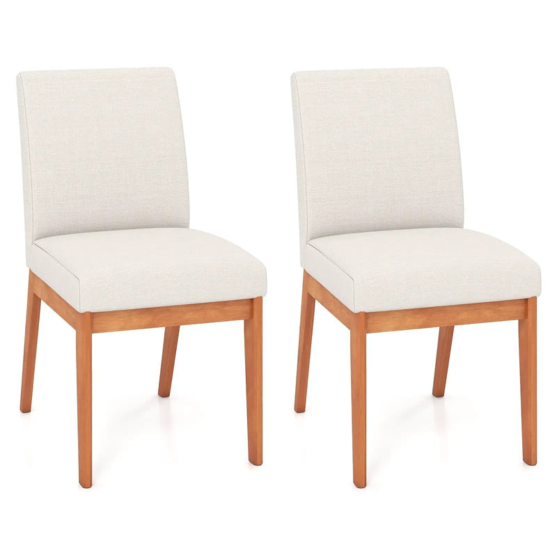 Upholstered Dining Chairs Set of 2 Kitchen Armless Side Chairs with Rubber Wood Legs-Beige by DirectDeals