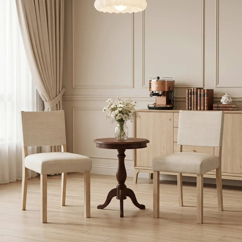 Upholstered Dining Chairs Set of 2 with Rubber Wood Legs by DirectDeals