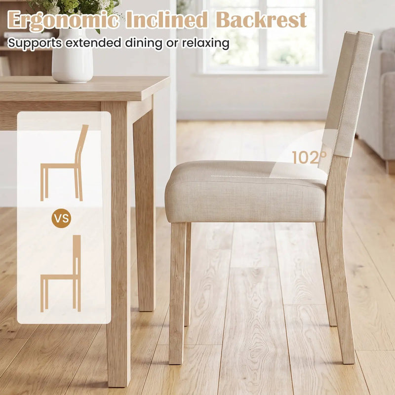 Upholstered Dining Chairs Set of 2 with Rubber Wood Legs by DirectDeals
