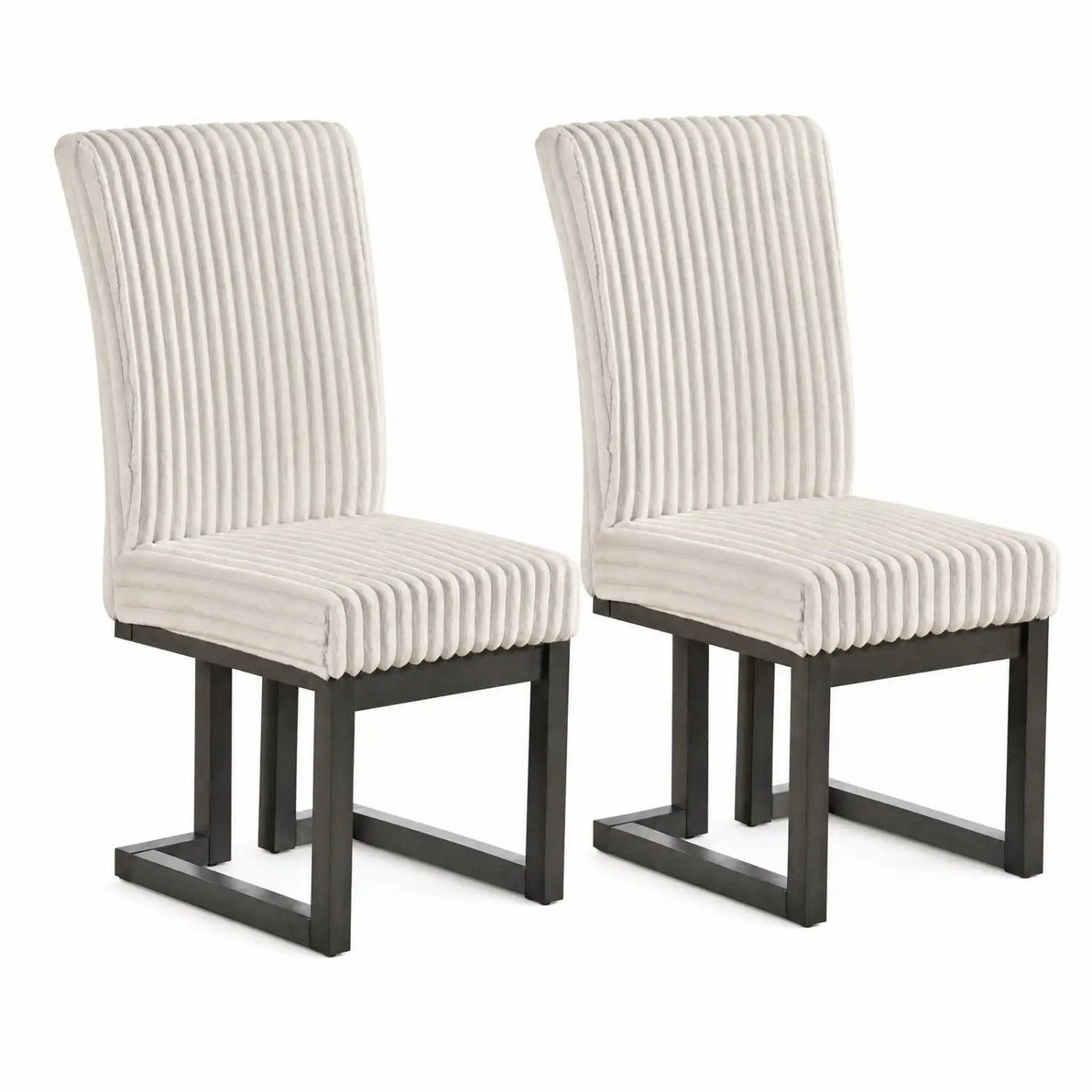 Upholstered Dining Chairs Set of 2 with Rubber Wood Legs by DirectDeals