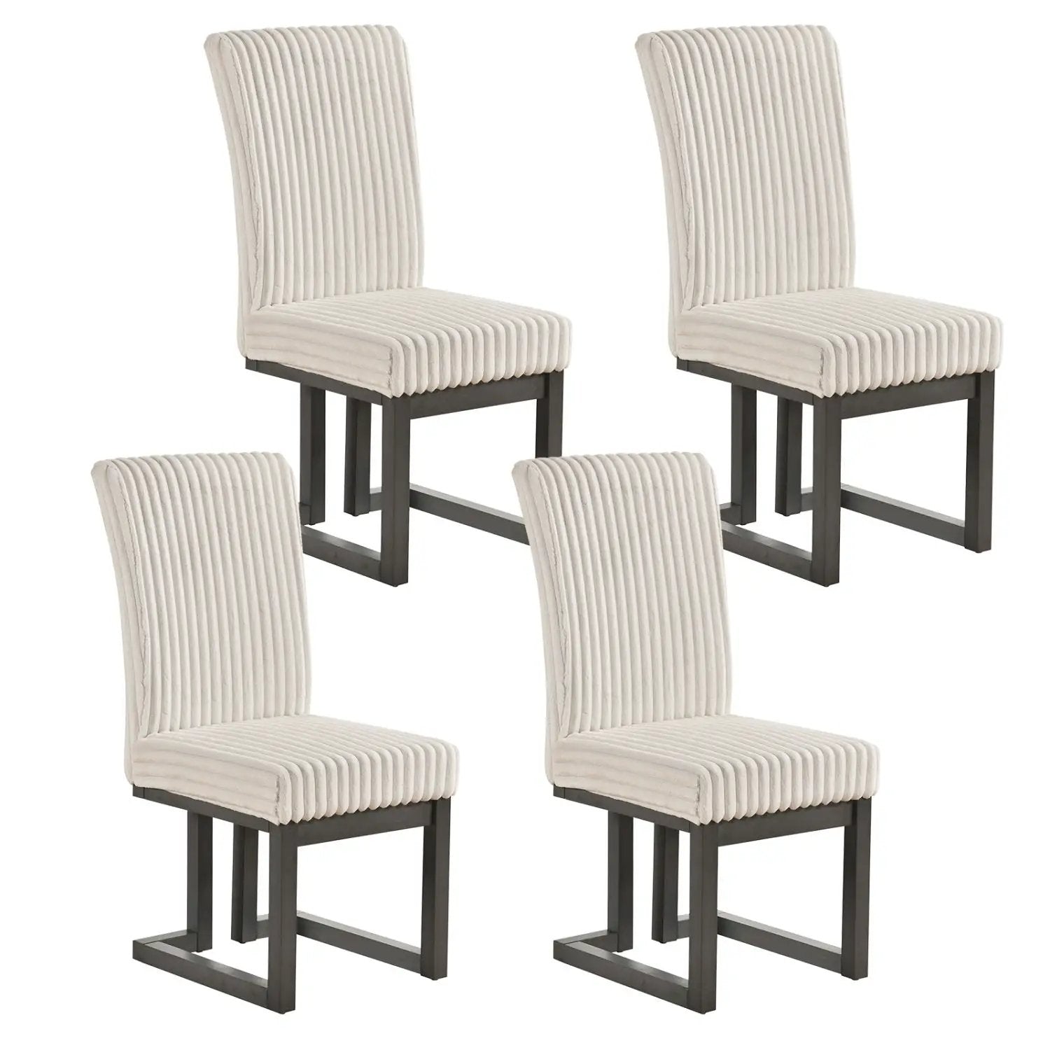 Upholstered Dining Chairs Set of 4 with Rubber Wood Legs by DirectDeals