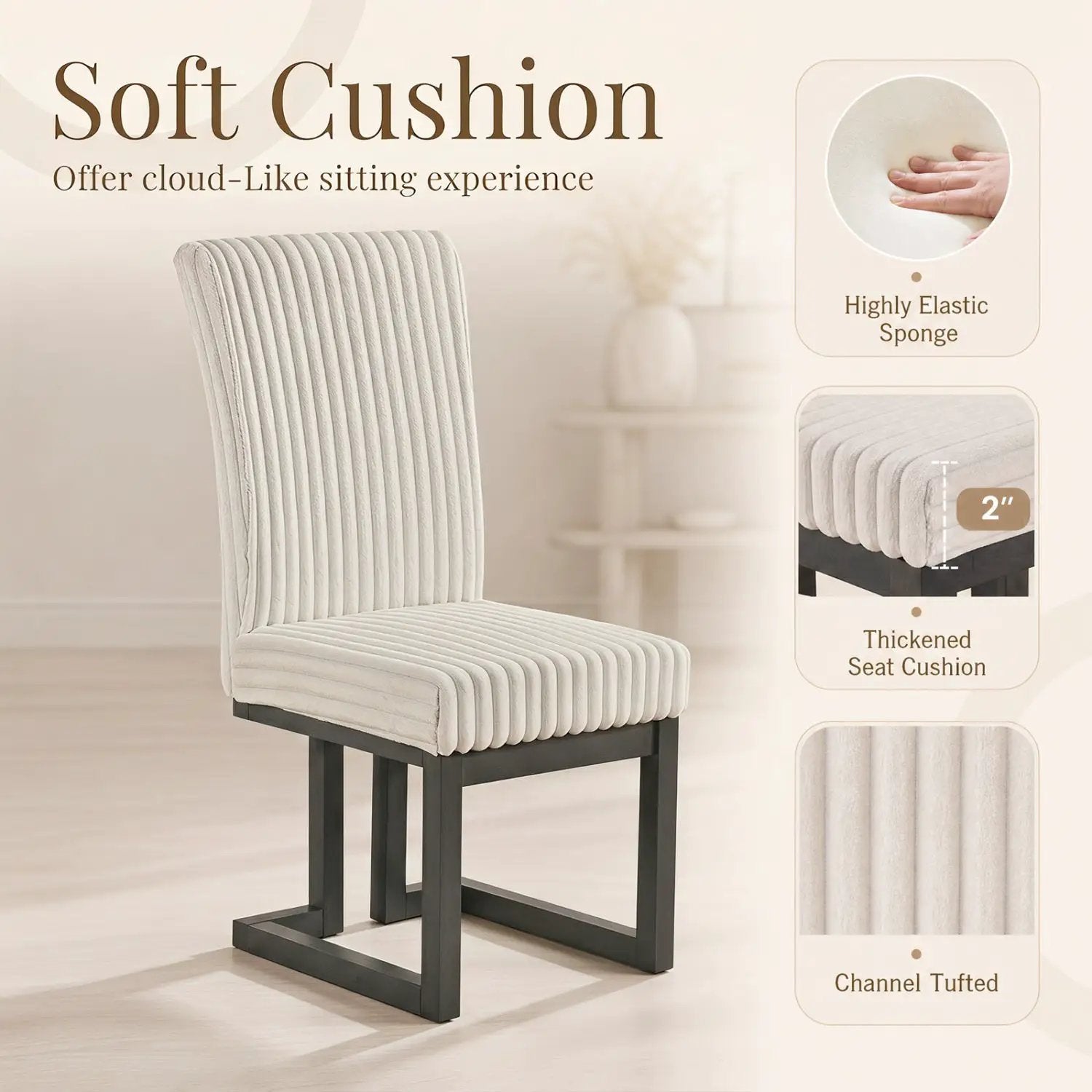 Upholstered Dining Chairs Set of 4 with Rubber Wood Legs by DirectDeals