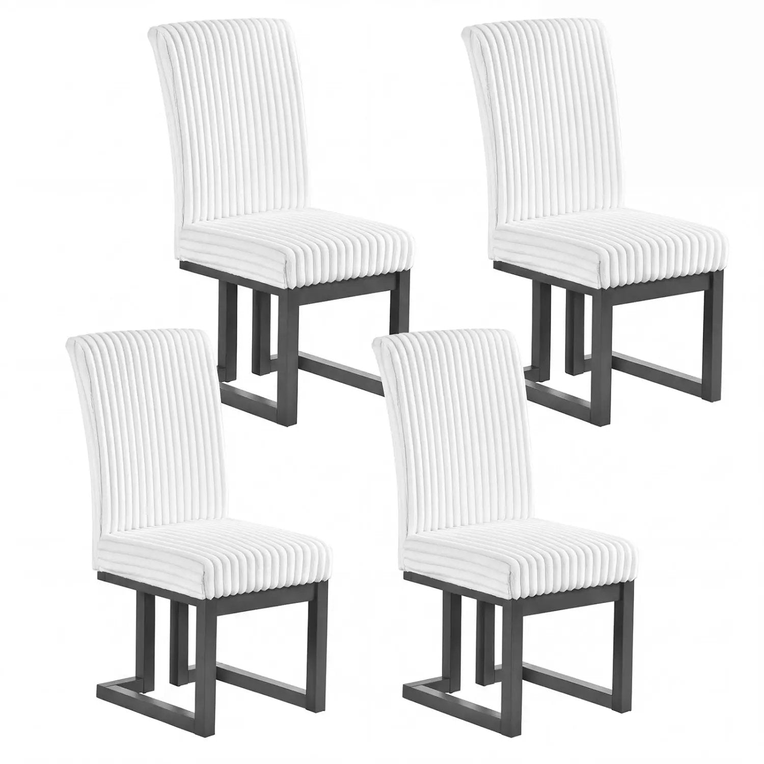 Upholstered Dining Chairs Set of 4 with Rubber Wood Legs by DirectDeals