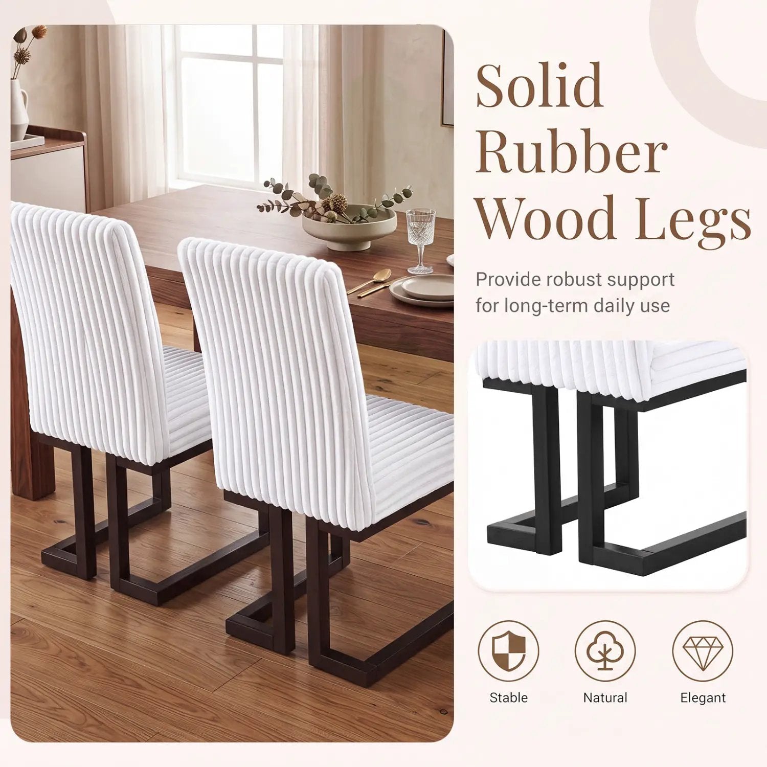 Upholstered Dining Chairs Set of 4 with Rubber Wood Legs by DirectDeals