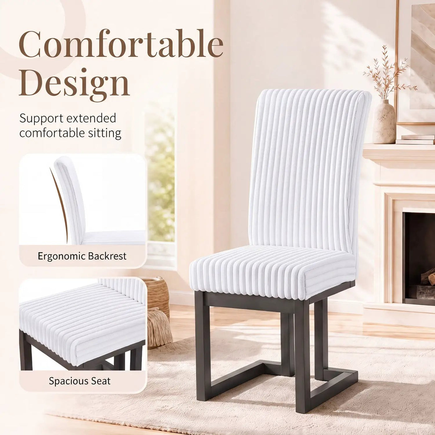Upholstered Dining Chairs Set of 4 with Rubber Wood Legs by DirectDeals