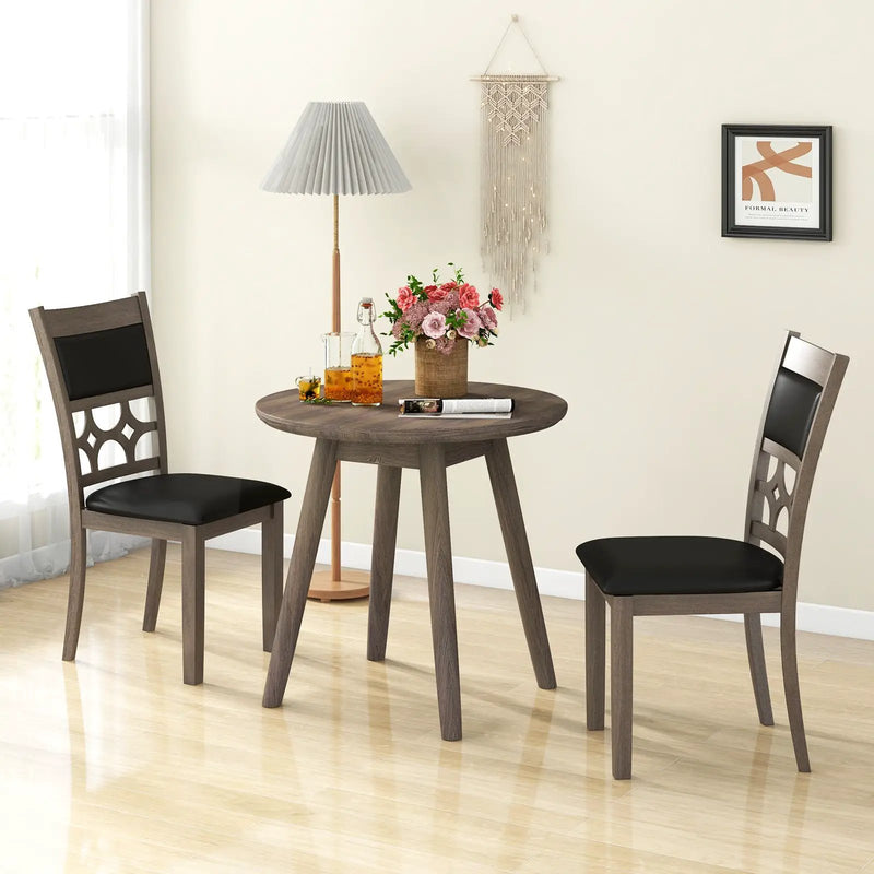Upholstered Dining Chair Set of 2 with Padded Backrest and Seat-Gray by DirectDeals