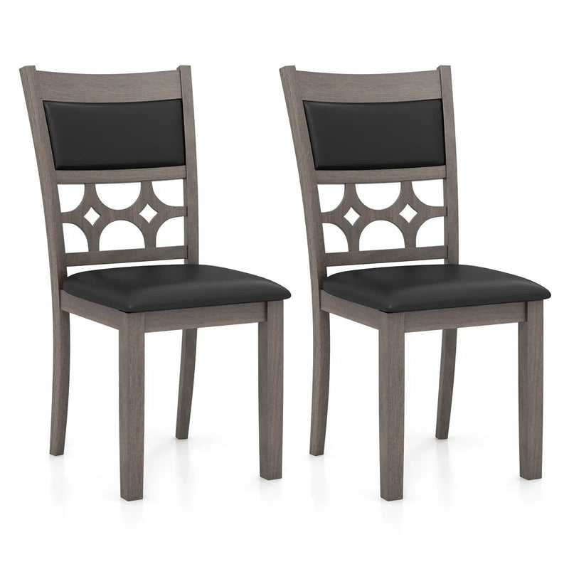 Upholstered Dining Chair Set of 2 with Padded Backrest and Seat-Gray by DirectDeals