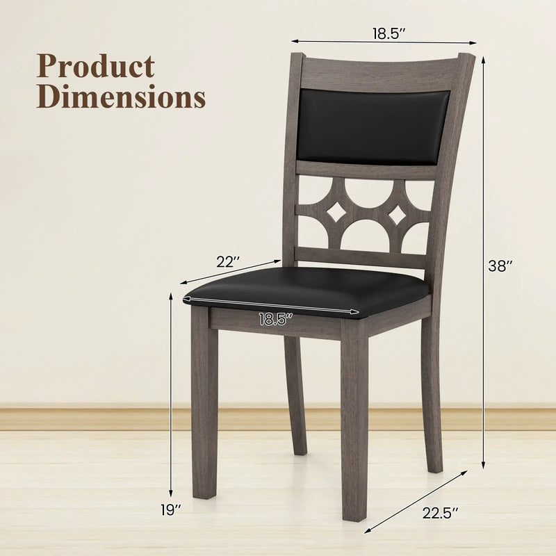 Upholstered Dining Chair Set of 2 with Padded Backrest and Seat-Gray by DirectDeals