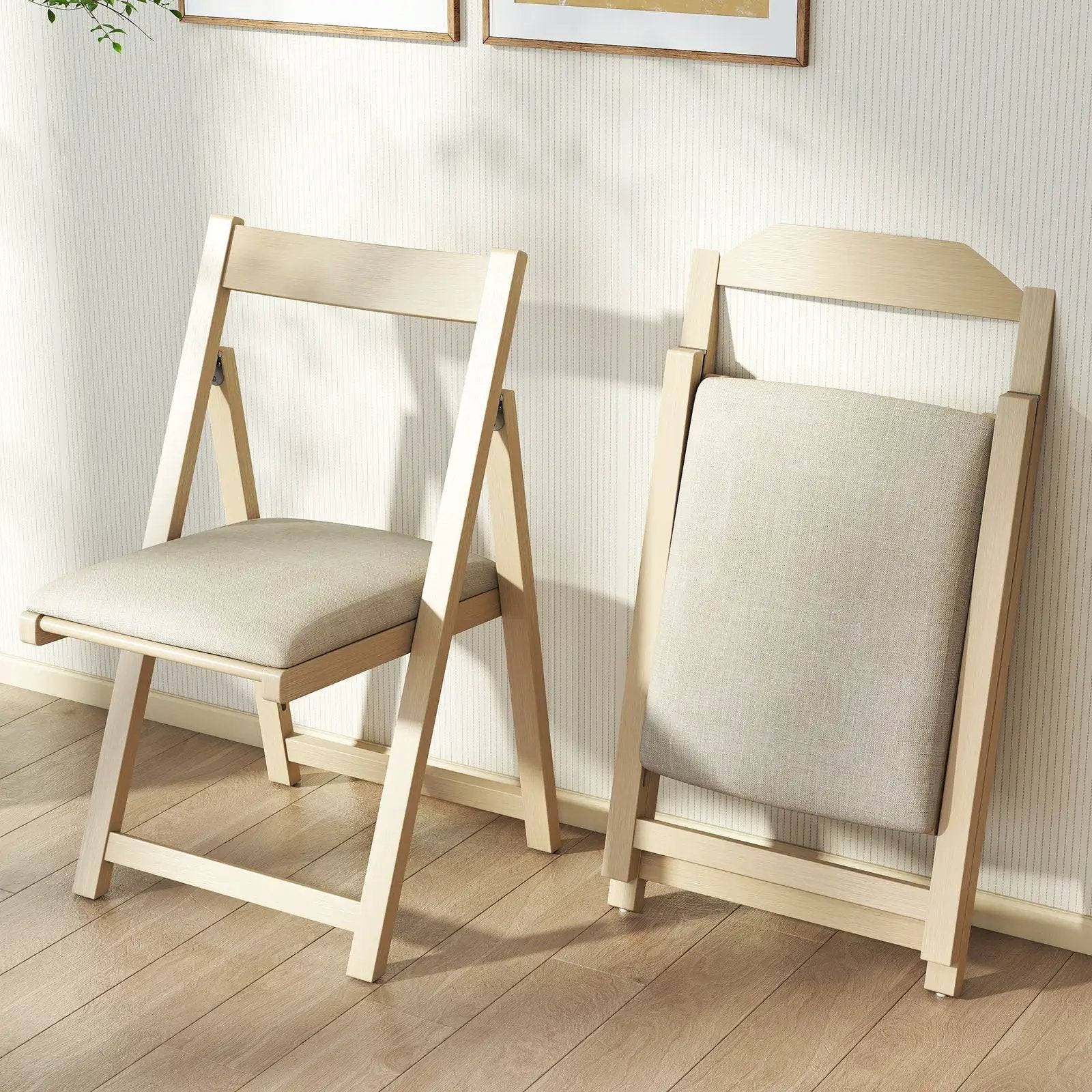 Folding Upholstered Dining Chair Set of 4 with Curved Backrest by DirectDeals