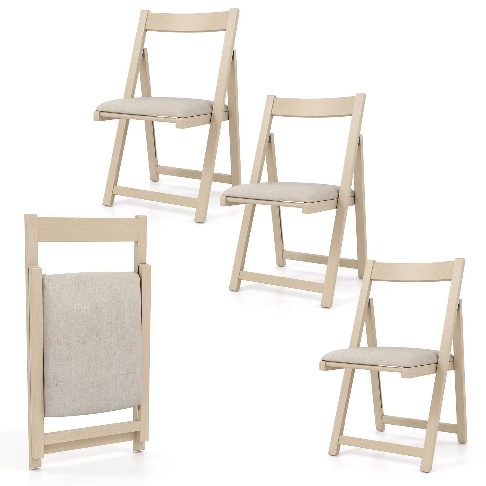 Folding Upholstered Dining Chair Set of 4 with Curved Backrest by DirectDeals