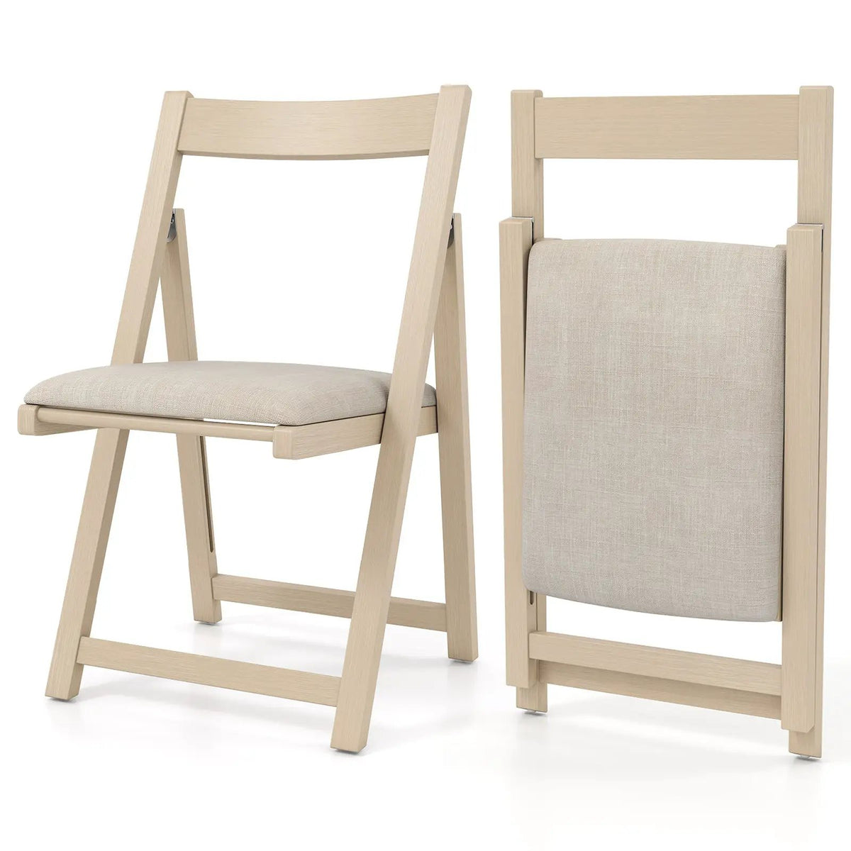 Folding Upholstered Dining Chair Set of 4 with Curved Backrest, photo 4 of 9