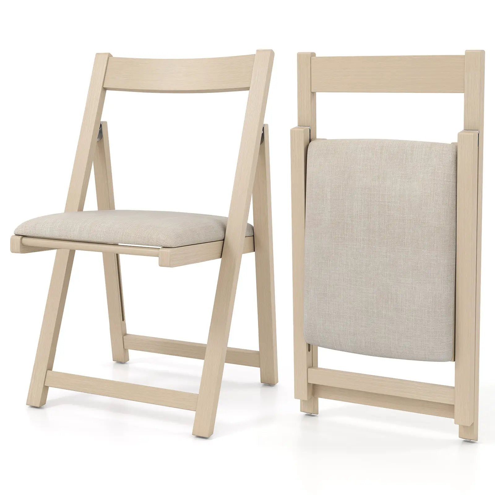 Folding Upholstered Dining Chair Set of 4 with Curved Backrest by DirectDeals
