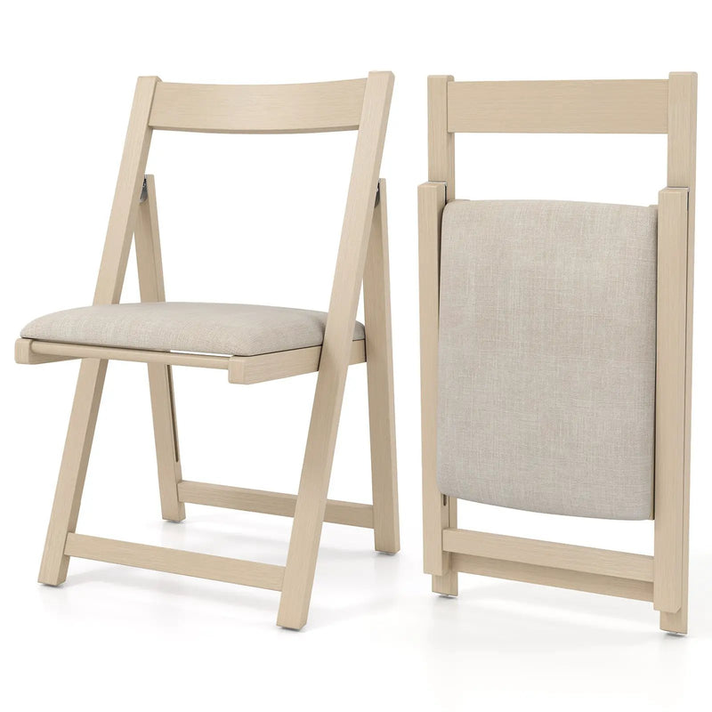 Folding Upholstered Dining Chair Set of 4 with Curved Backrest by DirectDeals