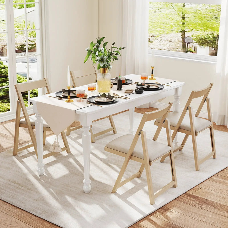 Folding Upholstered Dining Chair Set of 4 with Curved Backrest by DirectDeals