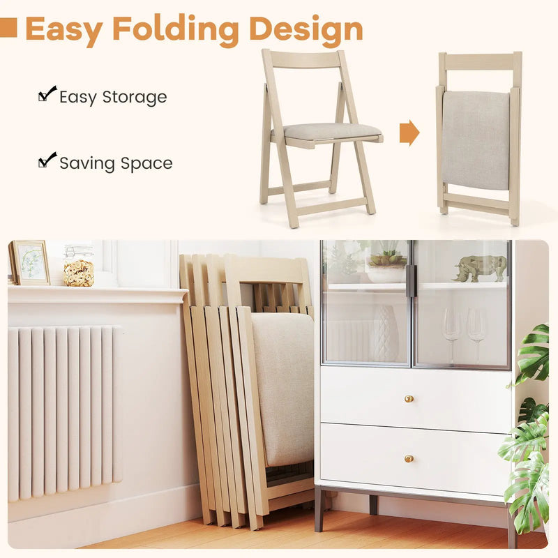 Folding Upholstered Dining Chair Set of 4 with Curved Backrest by DirectDeals