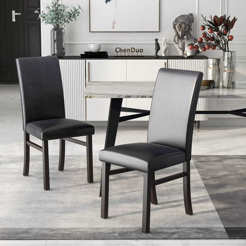 Upholstered Dining Chairs Set of 2 with Solid Rubber Wood Legs by DirectDeals
