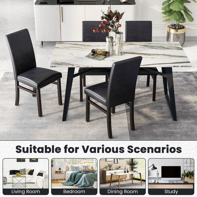 Upholstered Dining Chairs Set of 2 with Solid Rubber Wood Legs by DirectDeals