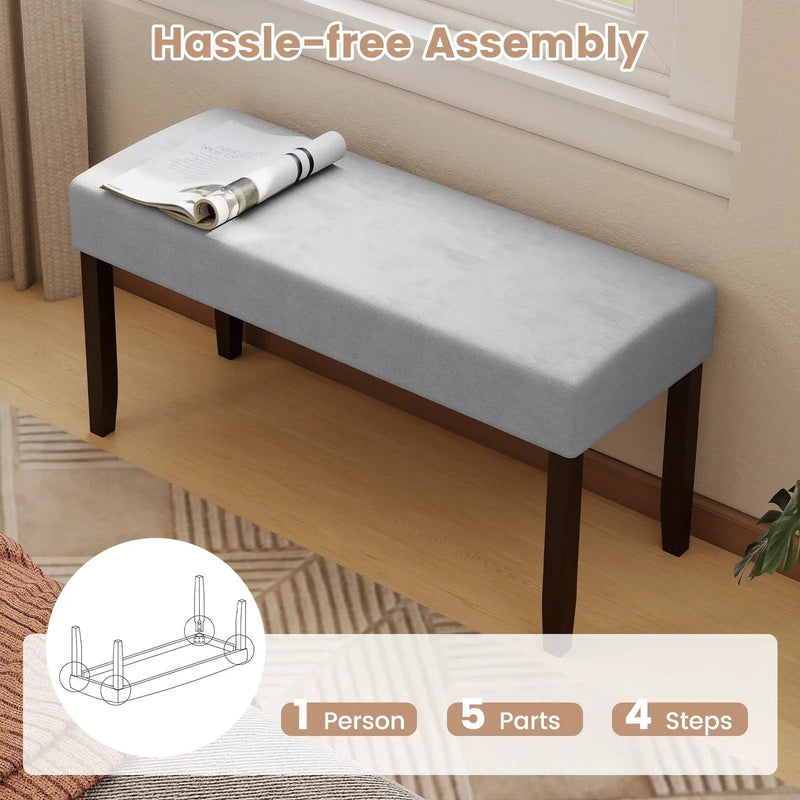 Upholstered Entryway Bench for End of Bed with Padded Seat-Gray by DirectDeals
