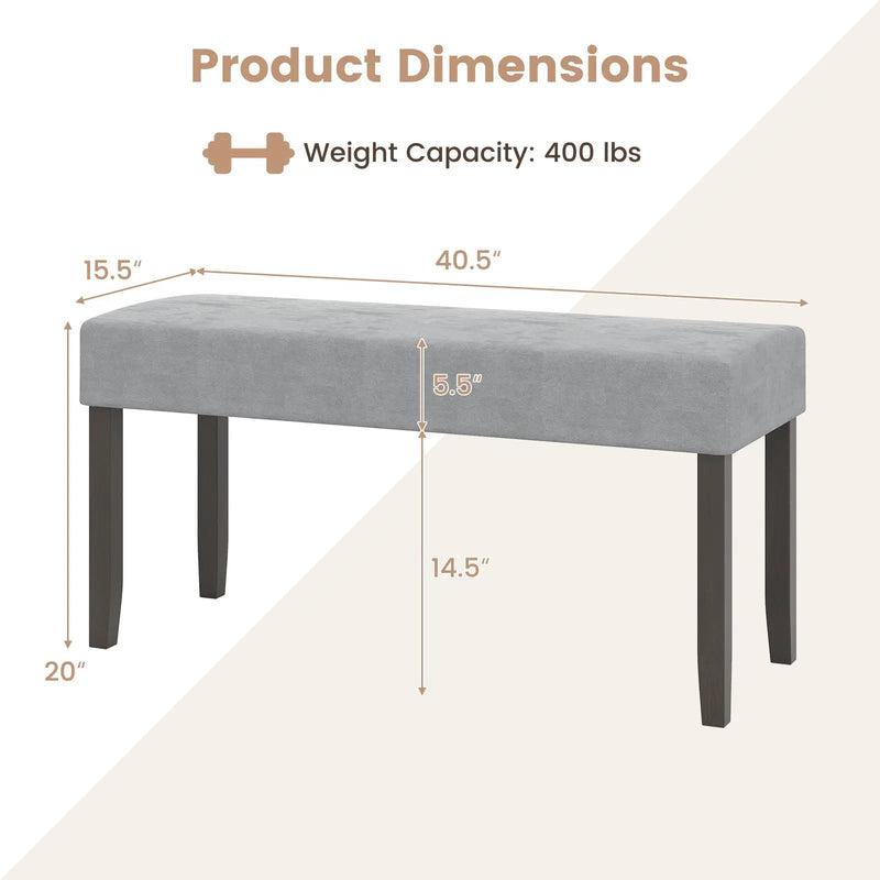 Upholstered Entryway Bench for End of Bed with Padded Seat-Gray by DirectDeals