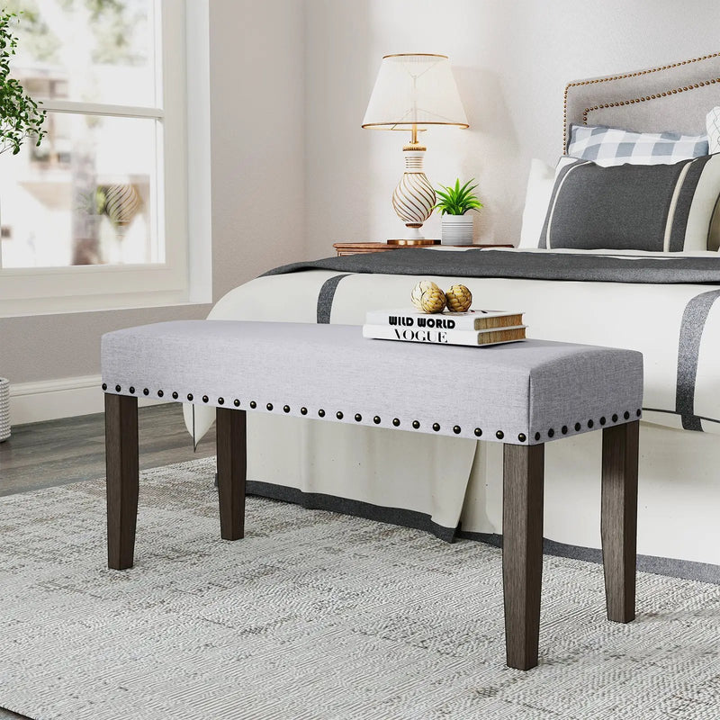 42.5 Inch Upholstered Entryway Bench End of Bed Bench-Gray by DirectDeals