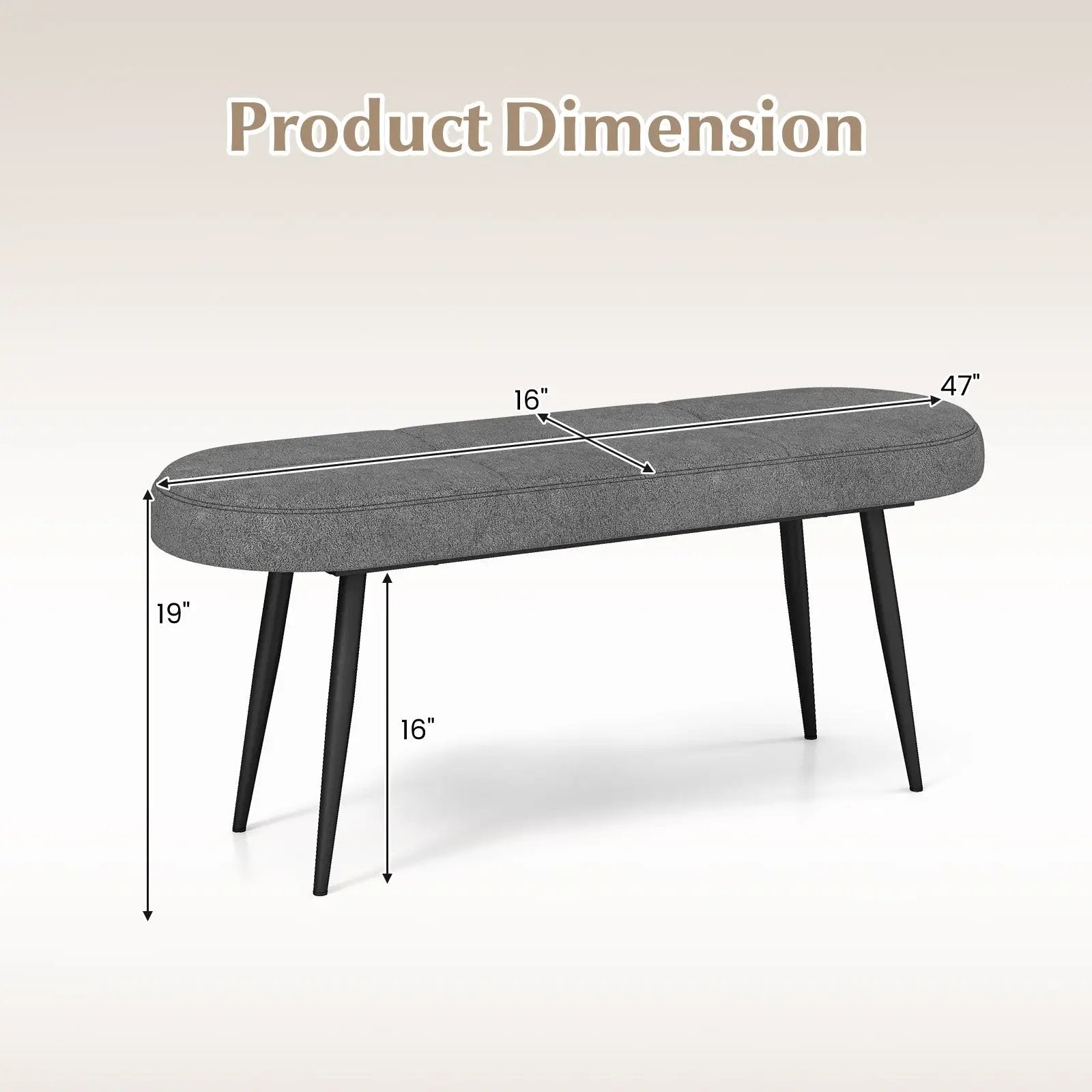 47 Inch Upholstered Entryway Bench with Heavy-duty Metal Frame by DirectDeals