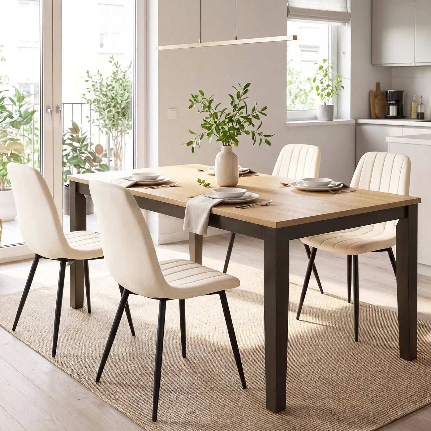 Upholstered Dining Chairs Set of 4 with Metal Legs by DirectDeals