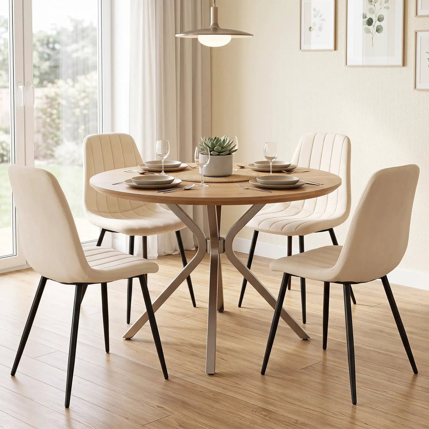 Upholstered Dining Chairs Set of 4 with Metal Legs by DirectDeals