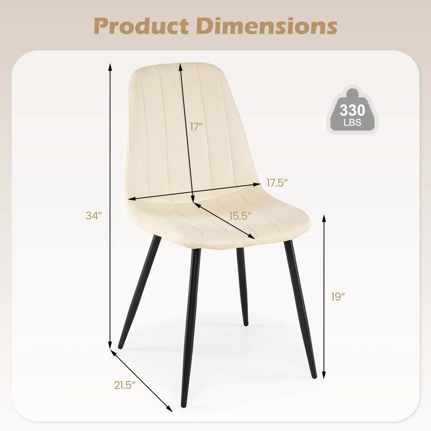 Upholstered Dining Chairs Set of 4 with Metal Legs by DirectDeals