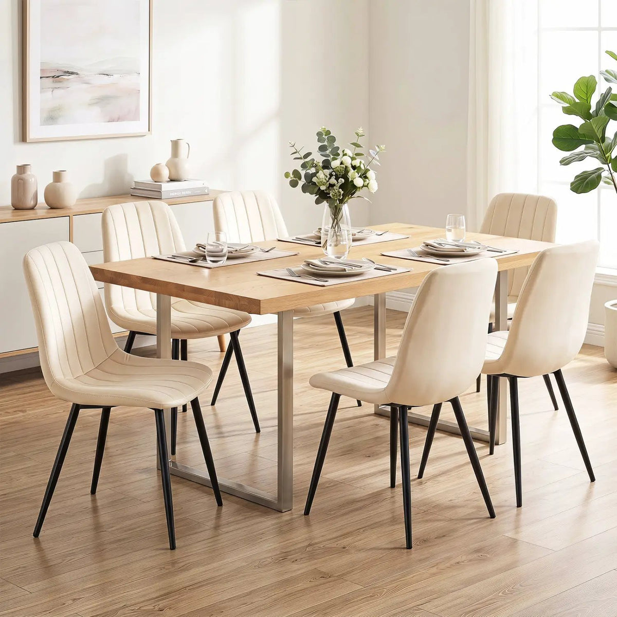 Upholstered Dining Chairs Set of 4 with Metal Legs by DirectDeals