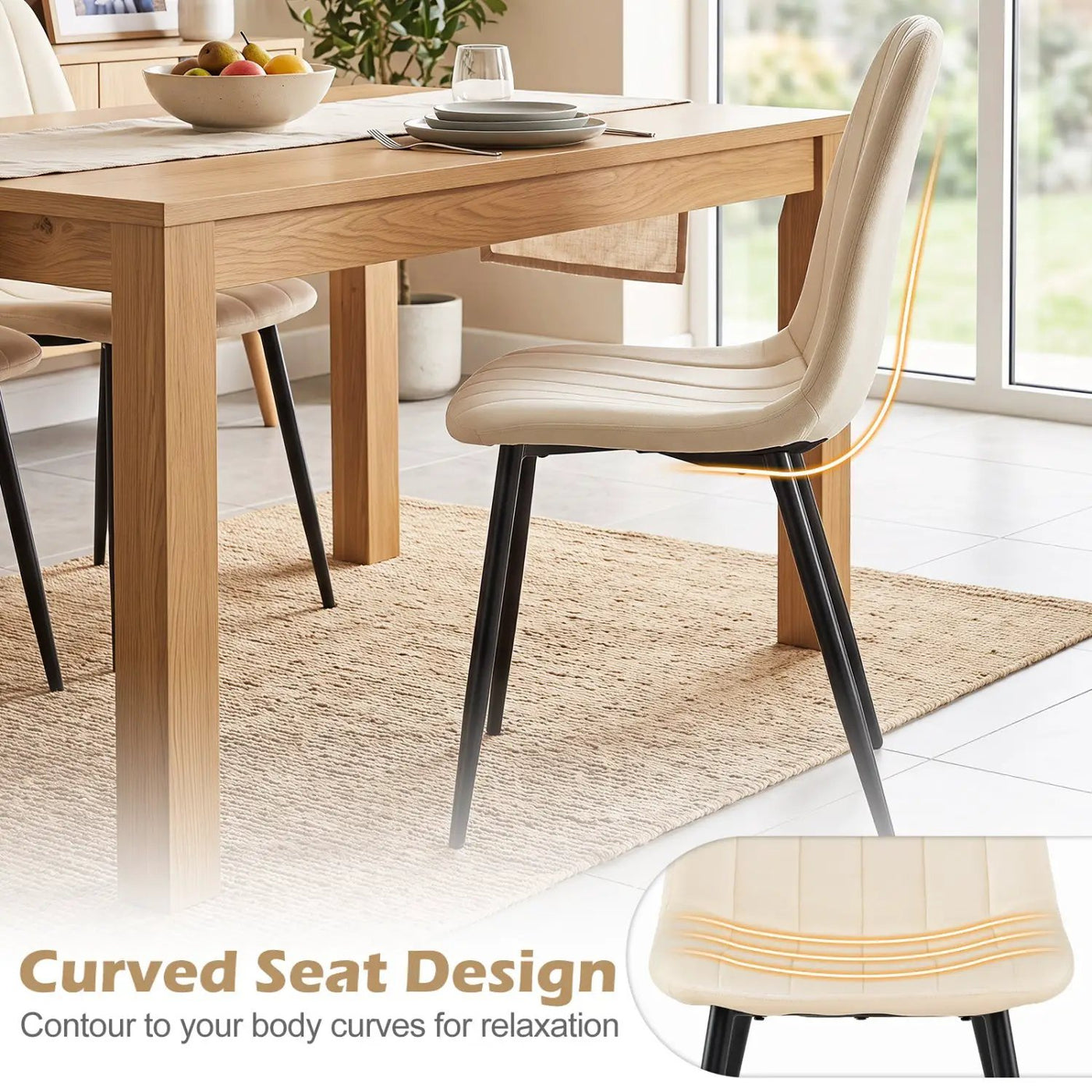 Upholstered Dining Chairs Set of 4 with Metal Legs by DirectDeals