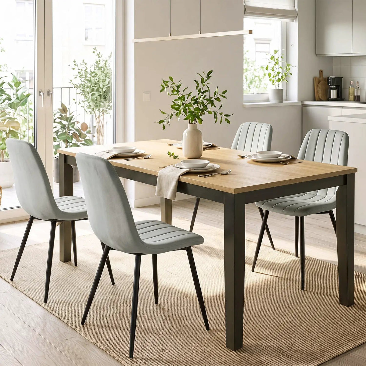 Upholstered Dining Chairs Set of 4 with Metal Legs by DirectDeals