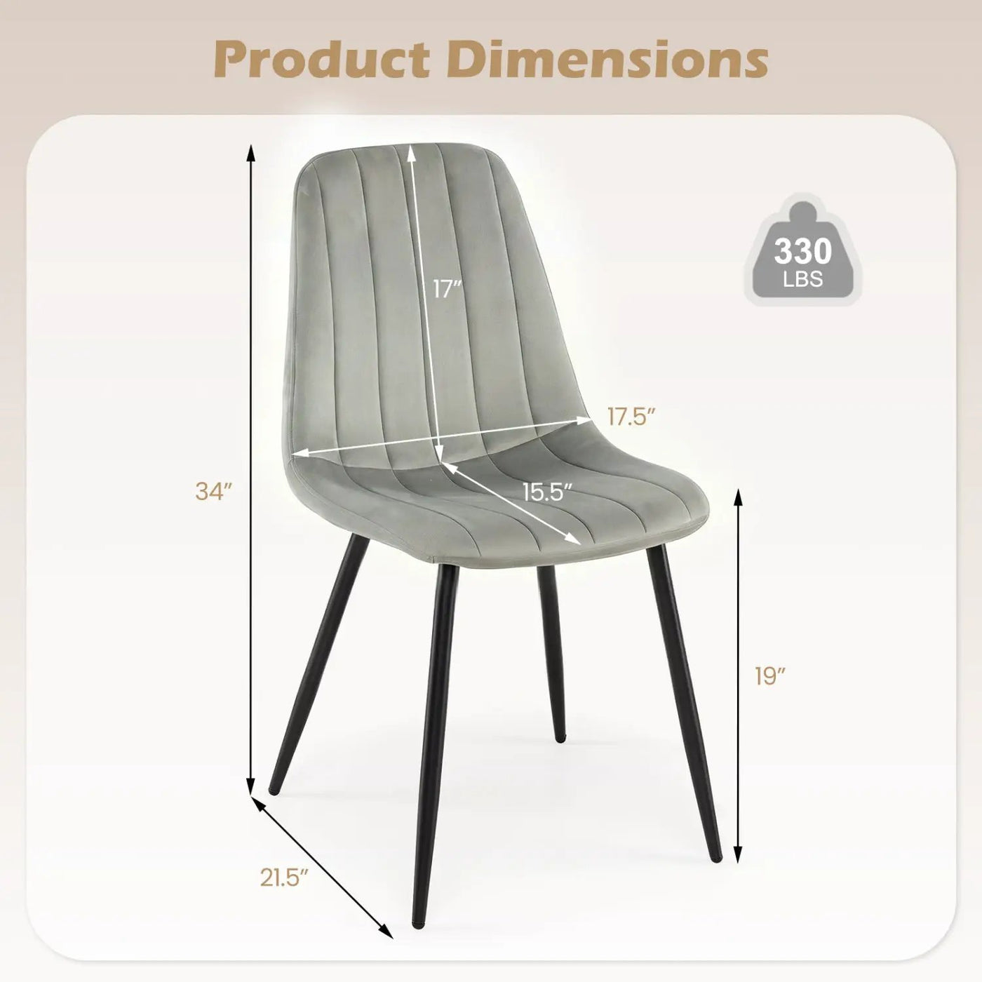 Upholstered Dining Chairs Set of 4 with Metal Legs by DirectDeals