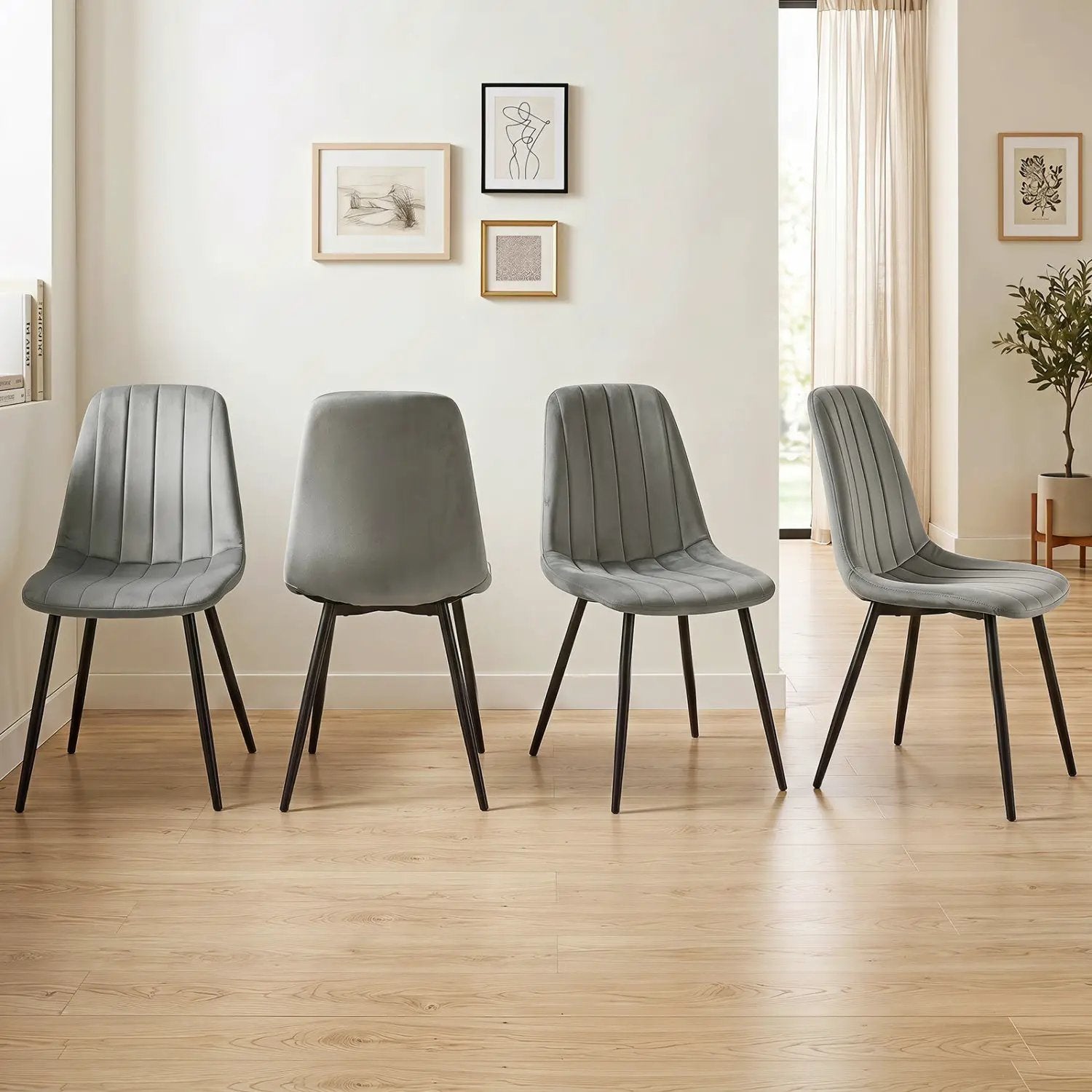 Upholstered Dining Chairs Set of 4 with Metal Legs by DirectDeals