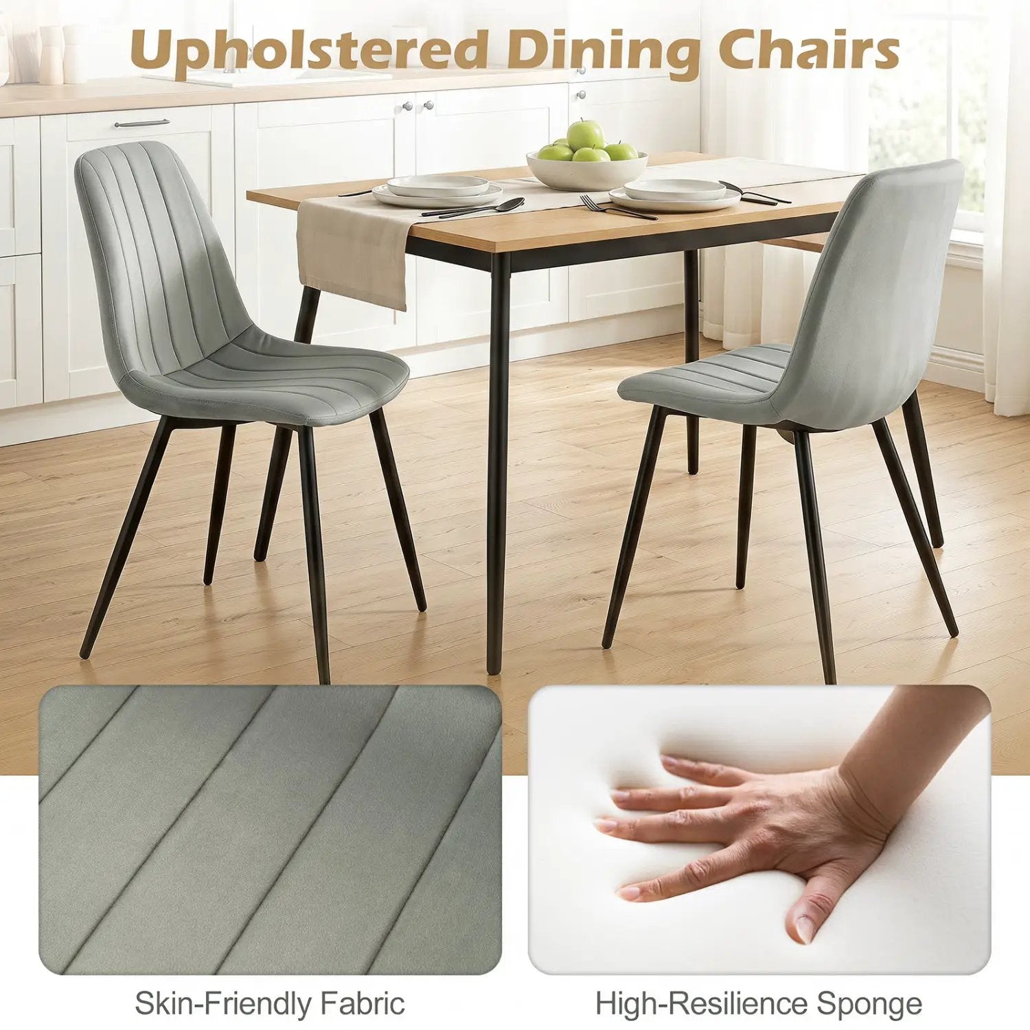 Upholstered Dining Chairs Set of 4 with Metal Legs by DirectDeals