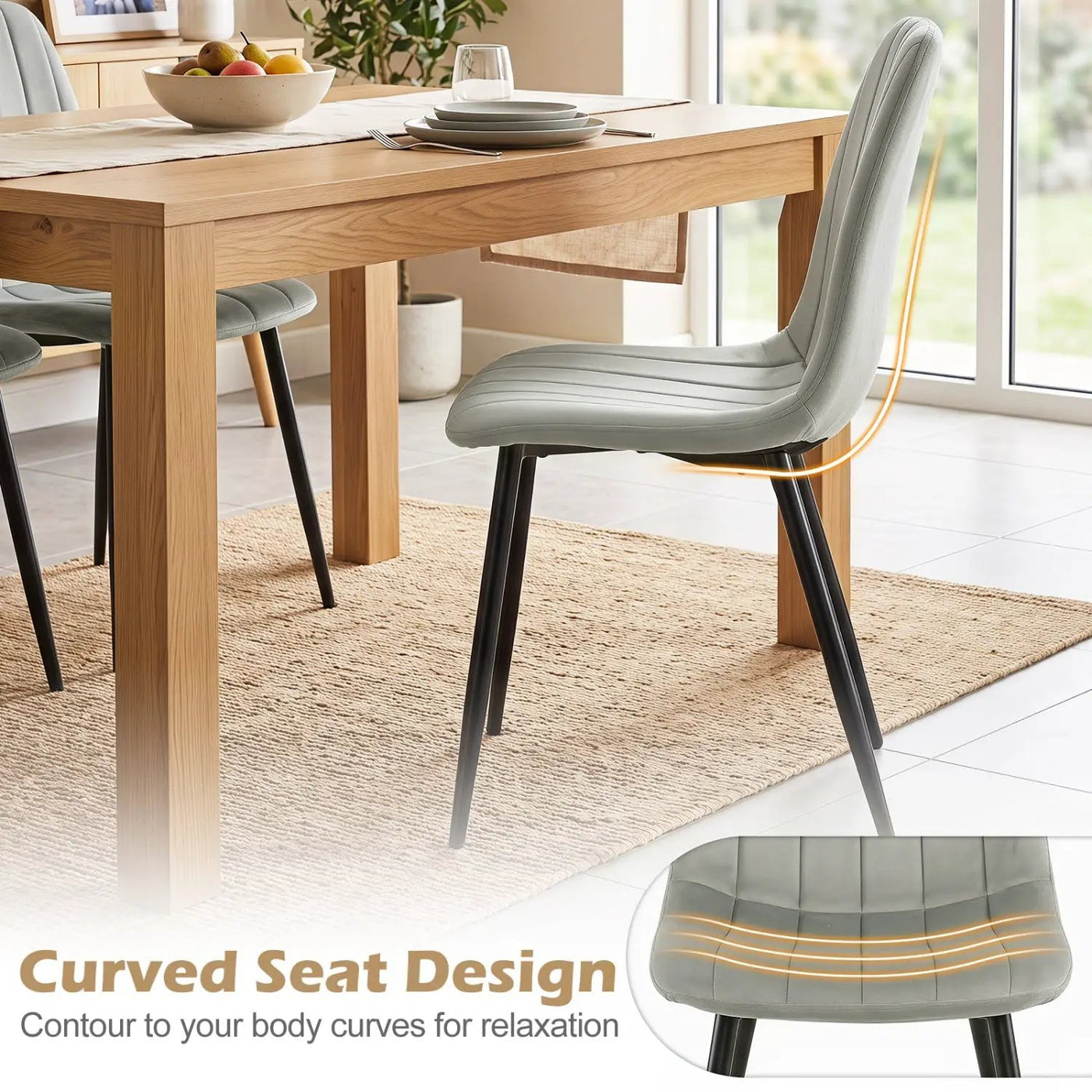 Upholstered Dining Chairs Set of 4 with Metal Legs by DirectDeals