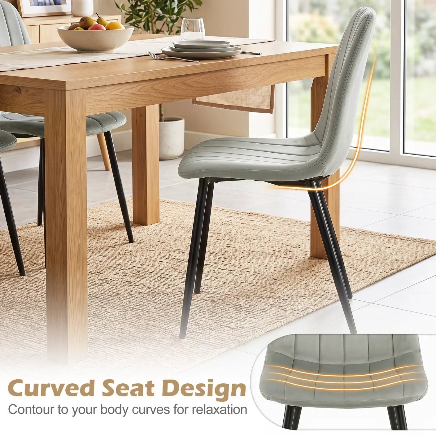 Upholstered Dining Chairs Set of 4 with Metal Legs by DirectDeals