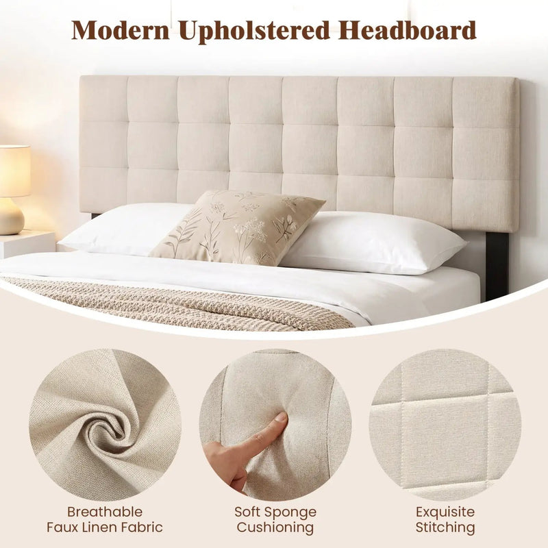 Upholstered Headboard Queen/Full Size with Adjustable Legs by DirectDeals