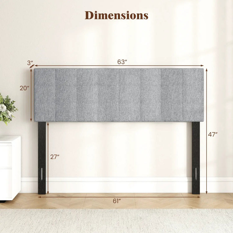 Upholstered Headboard Queen/Full Size with Adjustable Legs by DirectDeals