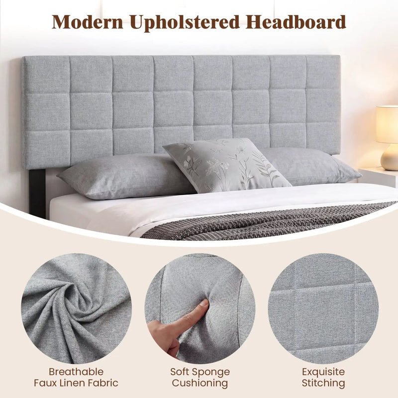 Upholstered Headboard Queen/Full Size with Adjustable Legs by DirectDeals